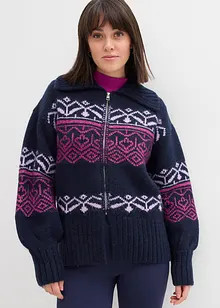 Gilet en maille oversize à motif norvégien, bonprix