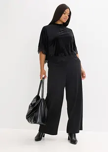 T-shirt en velours et dentelle, bonprix