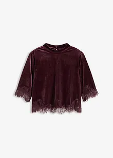 Samtshirt mit Spitze, bonprix
