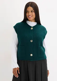 Gilet sans manches en maille à boutons décoratifs, bonprix