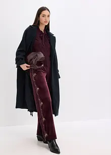 Marlenehose aus softem Samt mit Spitzeneinsatz, bonprix