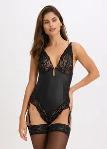 Body mit Wetlook und abnehmbaren Strapshalter, bonprix