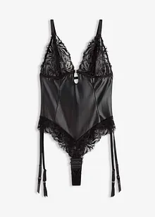 Body mit Wetlook und abnehmbaren Strapshalter, bonprix