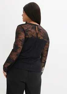 T-shirt manches longues en dentelle délicate, bonprix