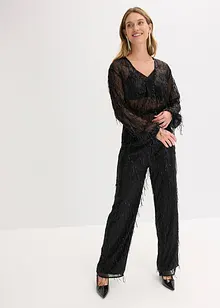 Pailletten-Bluse mit Fransen, bonprix