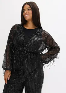 Blouse à sequins et franges, bonprix