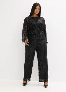 Blouse à sequins et franges, bonprix