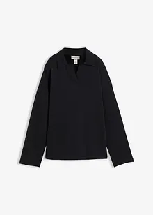 Sweat en coton avec col polo en maille, bonprix