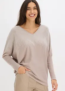Pull en fine maille avec strass, bonprix
