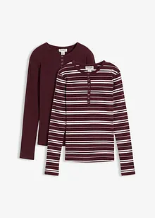 T-shirt manches longues en coton côtelé extensible, bonprix