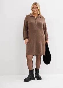 Robe courte en maille avec encolure boutonnée, bonprix