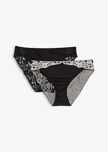 Lot de 2 slips à dentelle bicolore, bonprix