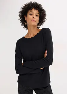 T-shirt en jersey milano à encolure festonnée, bonprix