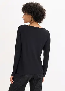 T-shirt en jersey milano à encolure festonnée, bonprix