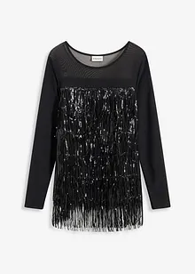 T-shirt manches longues à franges et sequins, bonprix
