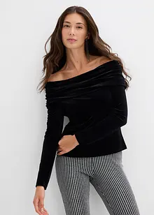 Carmenshirt aus softem Samt, bonprix