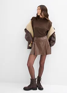 Kurzer Lederimitat-Rock mit Kellerfalten, bonprix