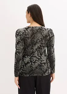 T-shirt manches longues en velours dévoré, bonprix