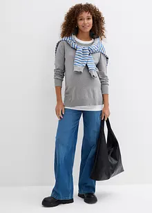 Pull de grossesse 3-en-1 en maille de coton avec top d’allaitement, bonprix