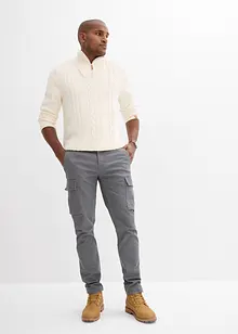 Pantalon cargo regular en coton extensible et robuste, droit, bonprix