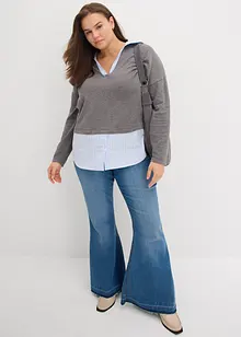 Pull en fine maille empiècement chemisier, bonprix