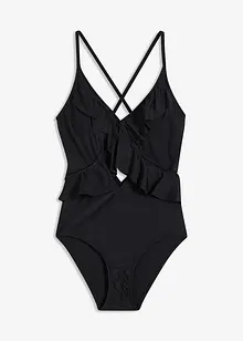 Badeanzug mit Cut-Out und Volants, bonprix