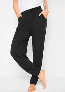 Pantalon Femme 100% Coton Bio HERMKO - Confort Maison, Cure Ou Yoga - Taille Mi-Haute Avec Poche
