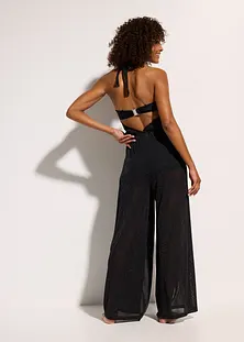 Body pour femme - Combinaison décontractée à col rond - Couleur unie - Manches courtes - Ceinture large - Pantalon élégant - Combinaison longue pour femme, bleu marine, S