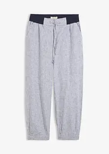 Roskiky Pantacourt Femme Taille Haute Lin Palazzo Ample - Pantalon Été Léger Élastique