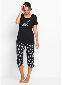 Capri Pyjama mit kurzen Ärmeln, bonprix