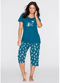 Capri Pyjama mit kurzen Ärmeln, bonprix