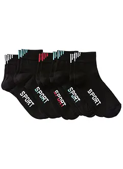 Sportsocken mit Schriftzug mit Bio-Baumwolle (5er Pack), bonprix