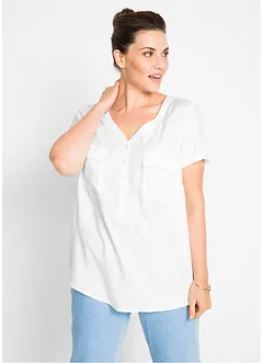 Bluse mit V-Ausschnitt, kurzarm, bonprix