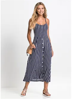 Sommerliches Jerseykleid mit Knopfleiste und Streifen, bonprix