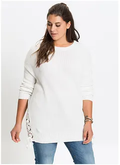 Baumwoll Pullover mit Schnürung, Oversized, bonprix