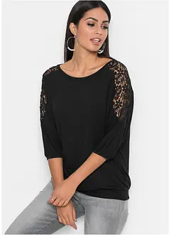 Oversize-Shirt mit Spitze, bonprix