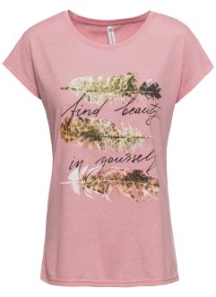 T-Shirt mit Glitzerdruck, RAINBOW