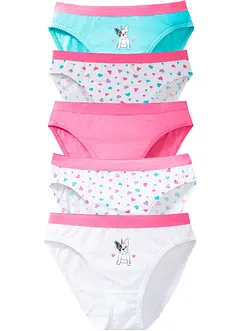 Lot de 5 slips fille en coton, bonprix