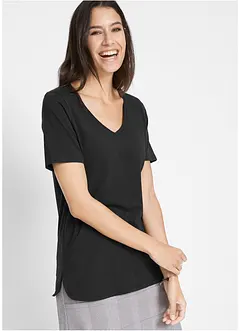 T-Shirt mit tiefem V-Ausschnitt mit Bio-Baumwolle, bonprix