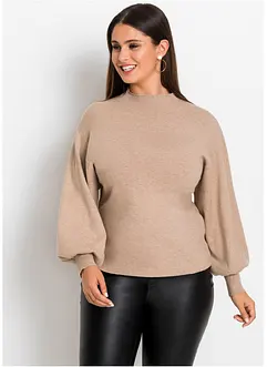 Pull en maille à manches ballon, bonprix