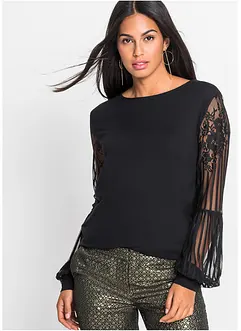 Langarmshirt mit Spitzen-Ärmeln, bonprix