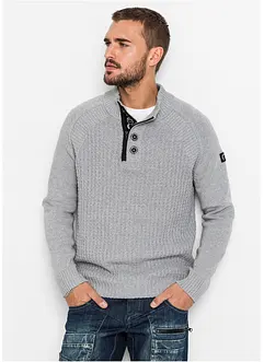 Stehkragen-Pullover mit recycelter Baumwolle, bonprix