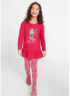 Weihnachtliches Mädchen Shirt + Leggings (2-tlg. Set), bonprix