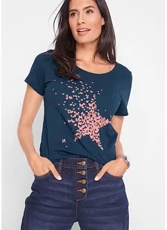 Flammgarn-Shirt aus Bio-Baumwolle, kurzarm, bonprix