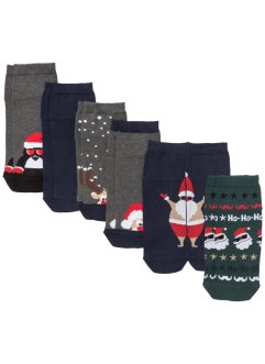 Lot de 6 paires de chaussettes courtes de Noël coton bio, bpc bonprix collection
