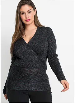 Ripp-Pullover mit Lurex, bonprix