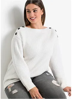 Pull oversize à boutons, bonprix