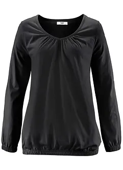 Langarmshirt mit Gummizug aus reiner Baumwolle, bonprix