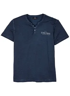 Henleyshirt, Kurzarm in gewaschener Optik aus reiner Baumwolle, bonprix