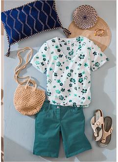 Kurzarm-Tunika mit Gummibund, gebl&uuml;mt, bpc bonprix collection